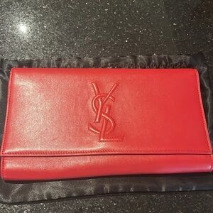 YSL Yves Saint Laurent - Belle Du Jour Red Clutch Red